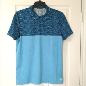 RBX golf x-dri men's training,color block mesh blue, active polo shirt Sz M